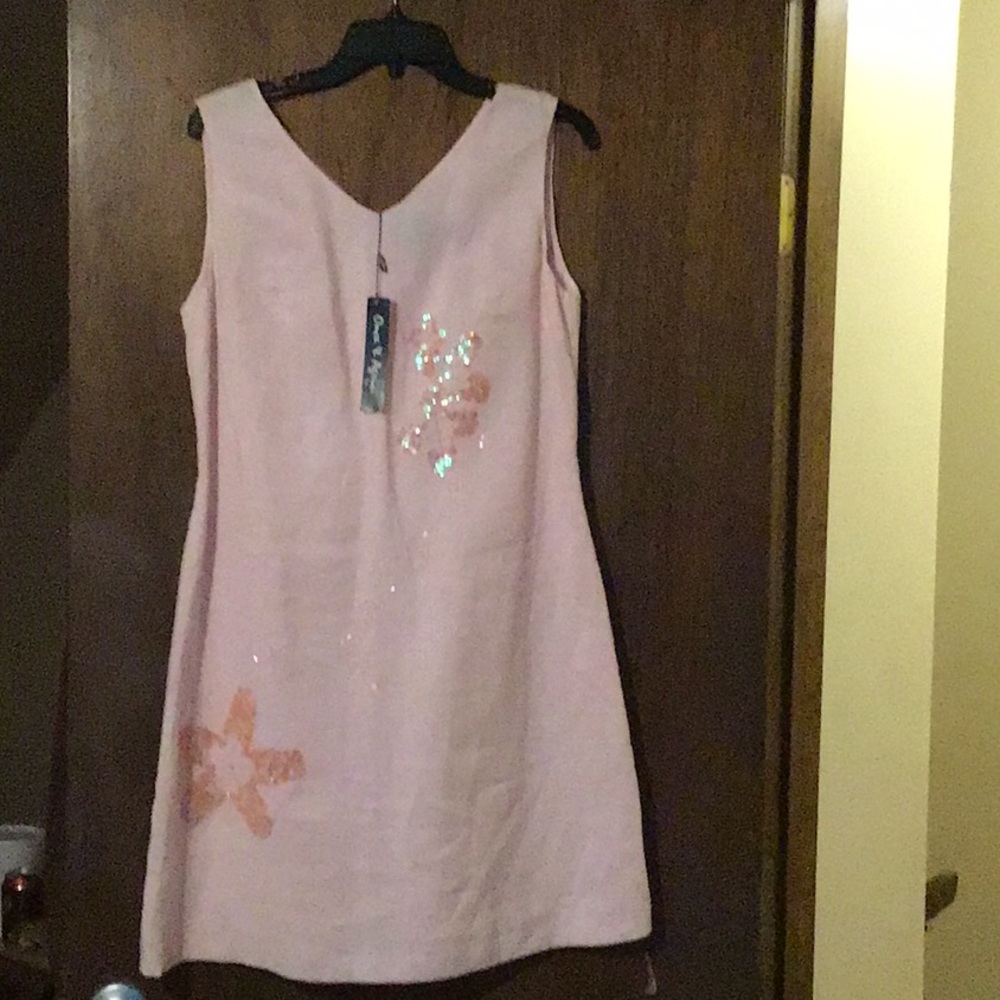 Once & again pink sequin sleeveless dress size M